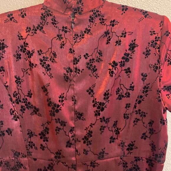 Vintage- dark red Japanese inspired dress- Size 10P - Picture 8 of 11
